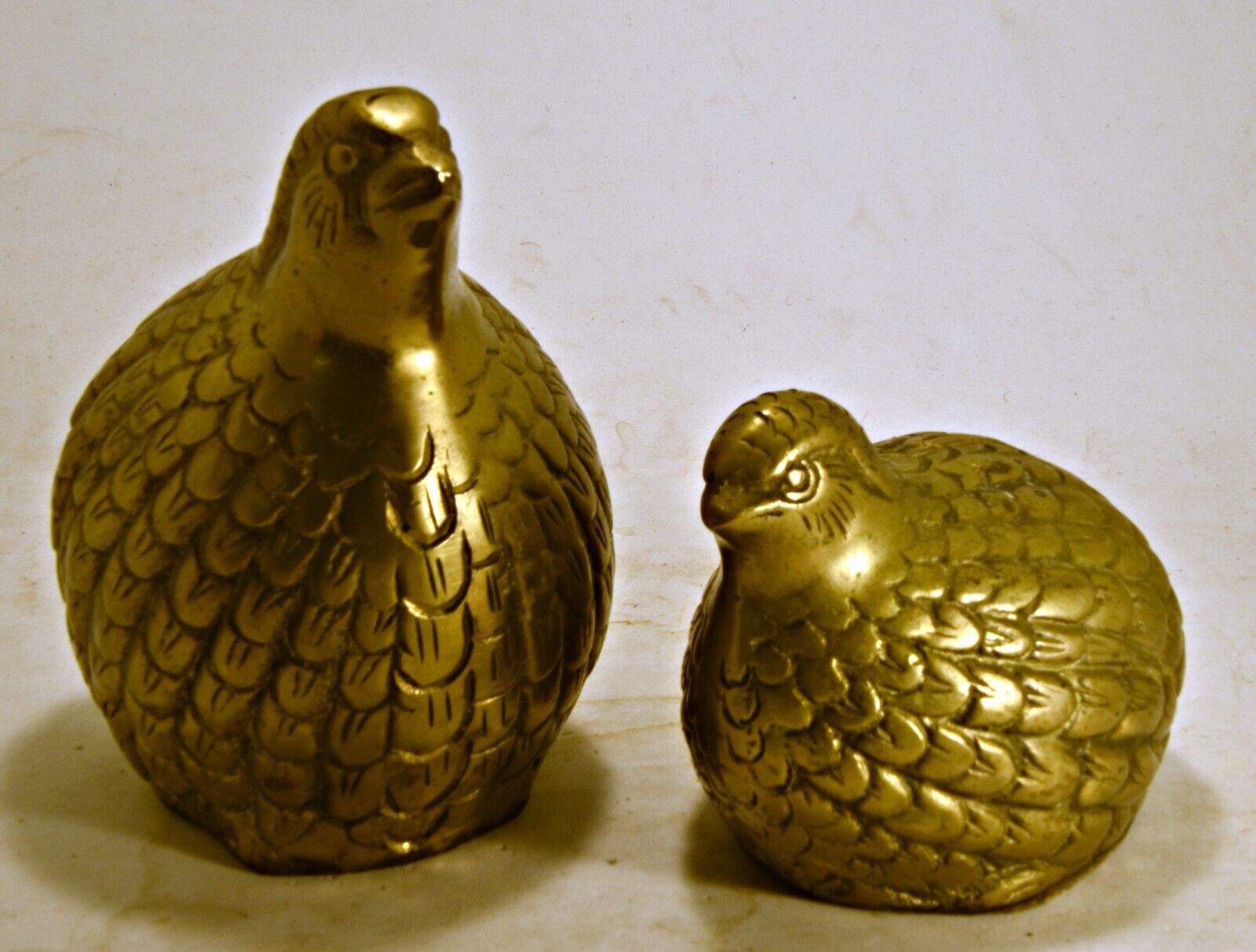 Pair of Vintage Brass Quail Pheasant Partridge Birds Mid Century Modern