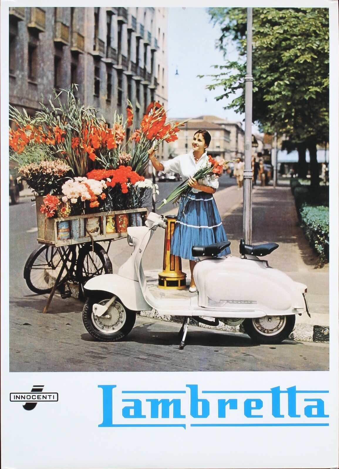LAMBRETTA SCOOTER FLOWER GIRL 65 italian advertising poster 19.5x27 NM no repro