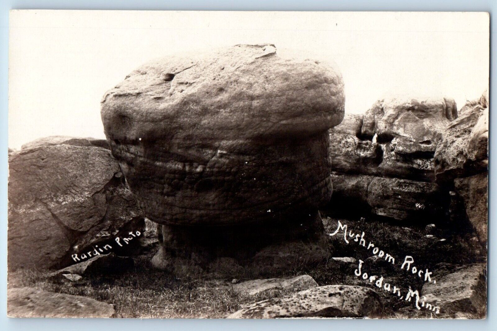 Jordan Minnesota MN Postcard RPPC Photo Mushroom Rock Rardin c1910\'s Antique