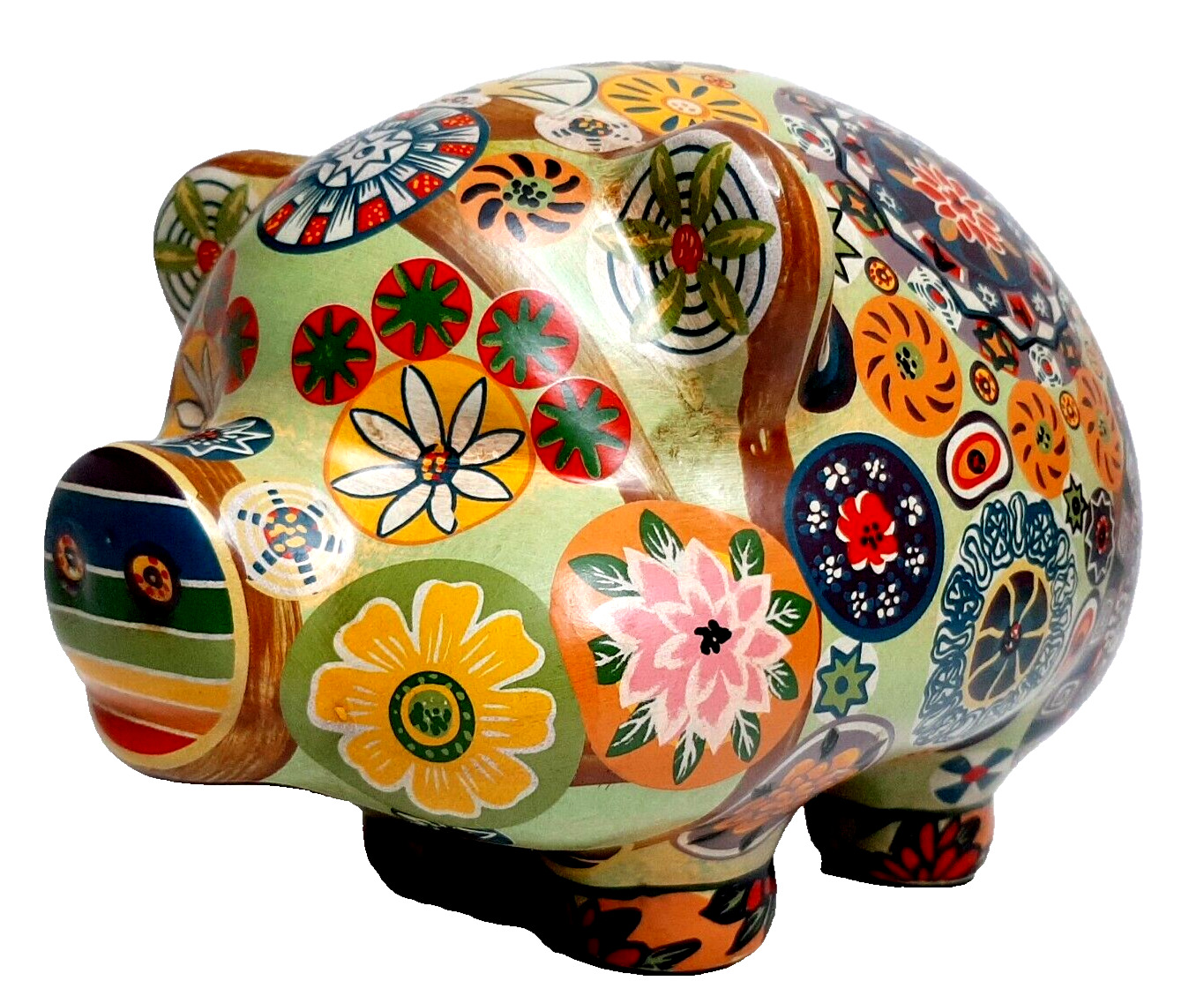 Day of the Dead Piggy Bank Vintage Ceramic Boho Hippie Flower Power Coin Bank