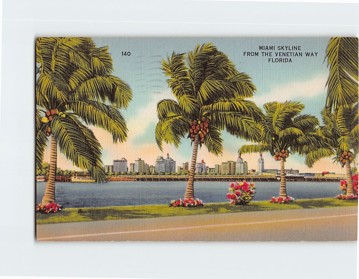 Postcard Miami Skyline from the Venetian Way Florida USA