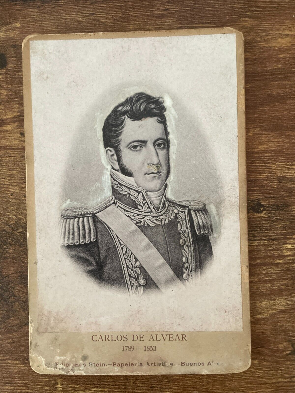 Vintage Cabinet Card. Carlos Maria de Alvear  1789-1853 By Stein in Buenos Aires