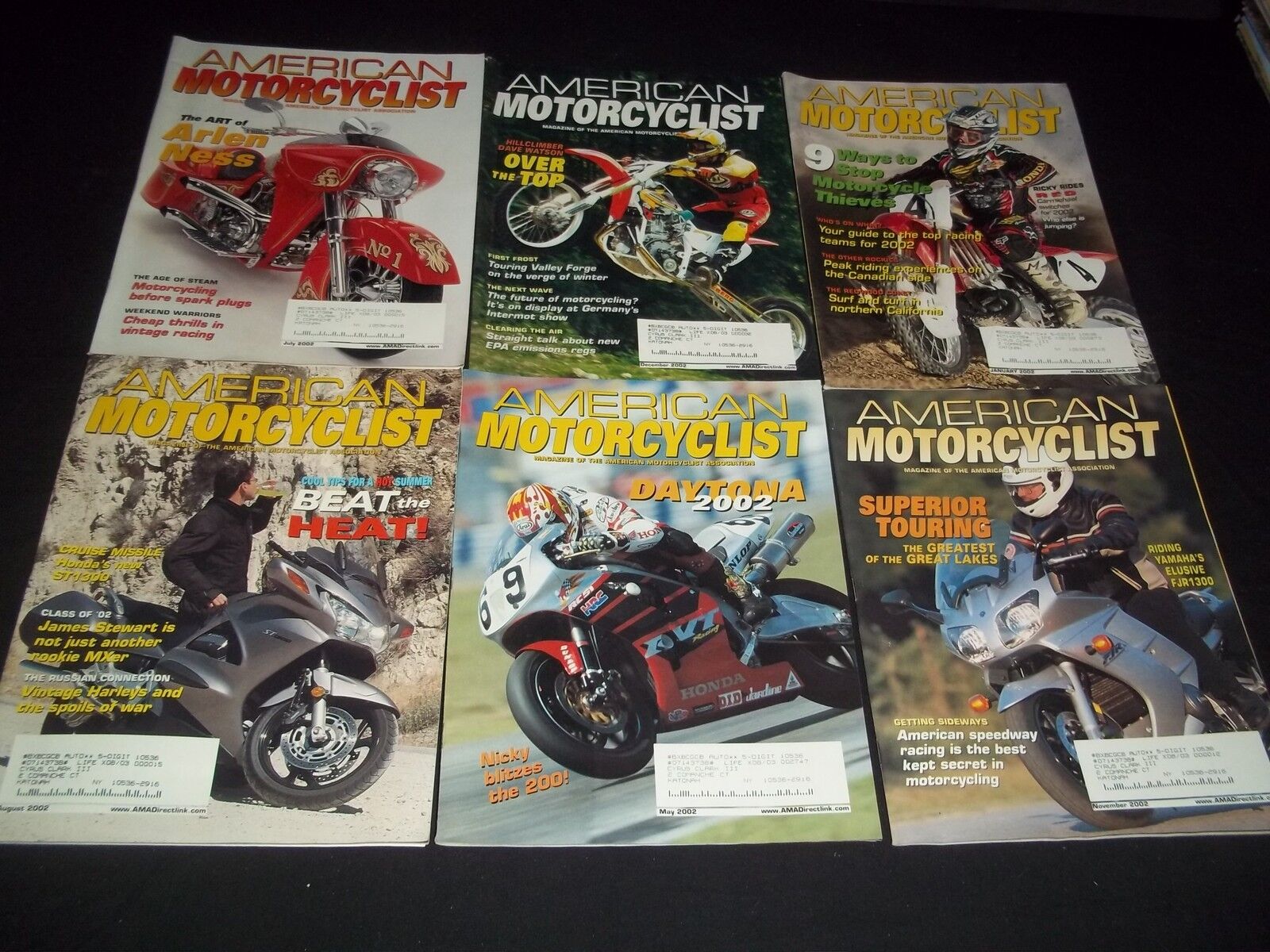 2002 AMERICAN MOTORCYCLIST MAGAZINE LOT OF 12 ISSUES - FAST BIKES - M 486