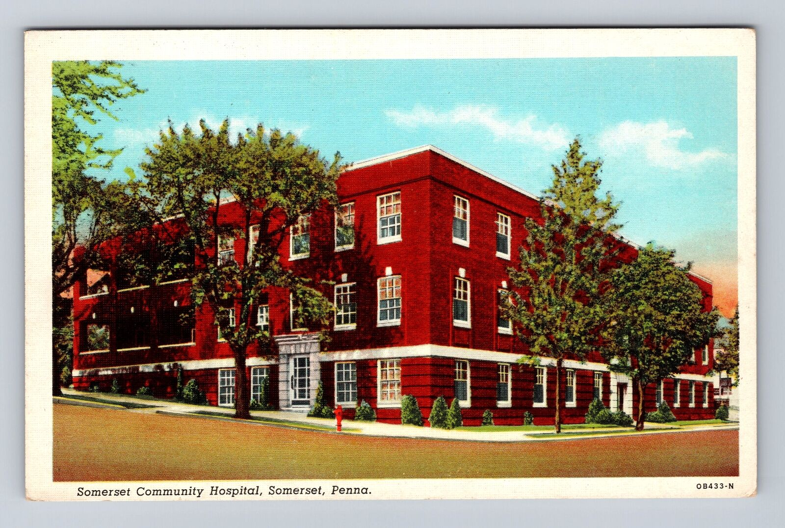 Somerset PA- Pennsylvania, Somerset Community Hospital, Antique Vintage Postcard