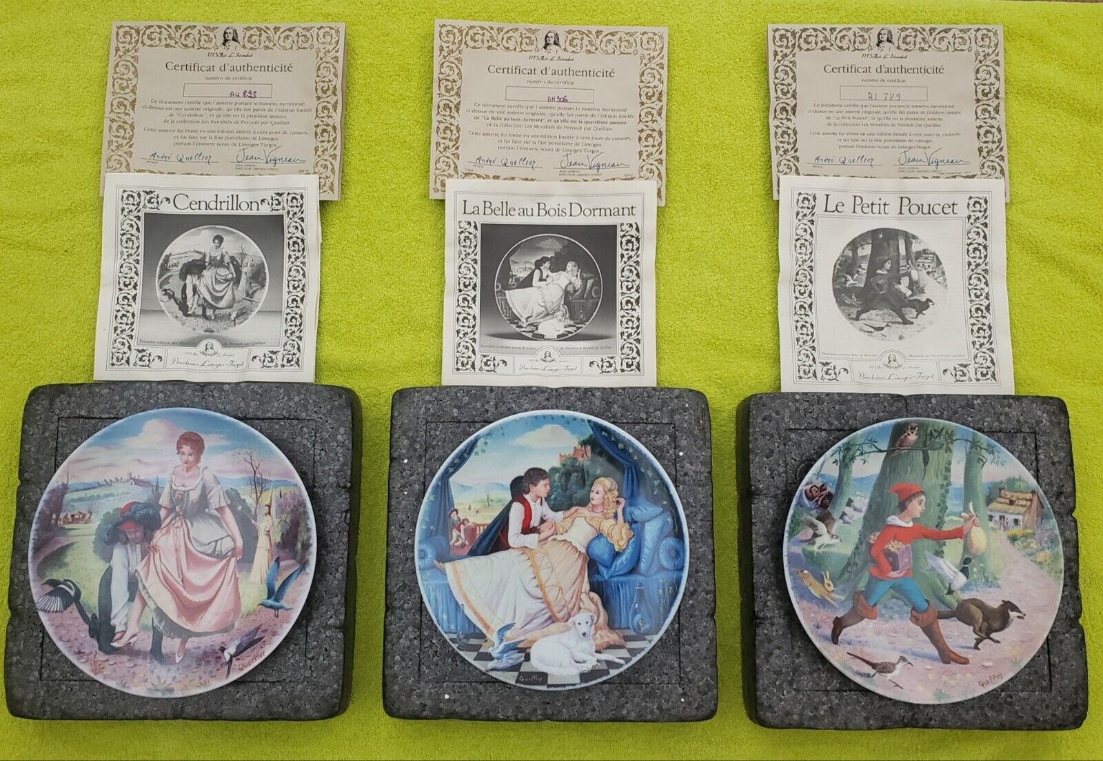 Porcelaines Limoges-Turgot Set Of Three Collector Plates W/Certificates & Boxes
