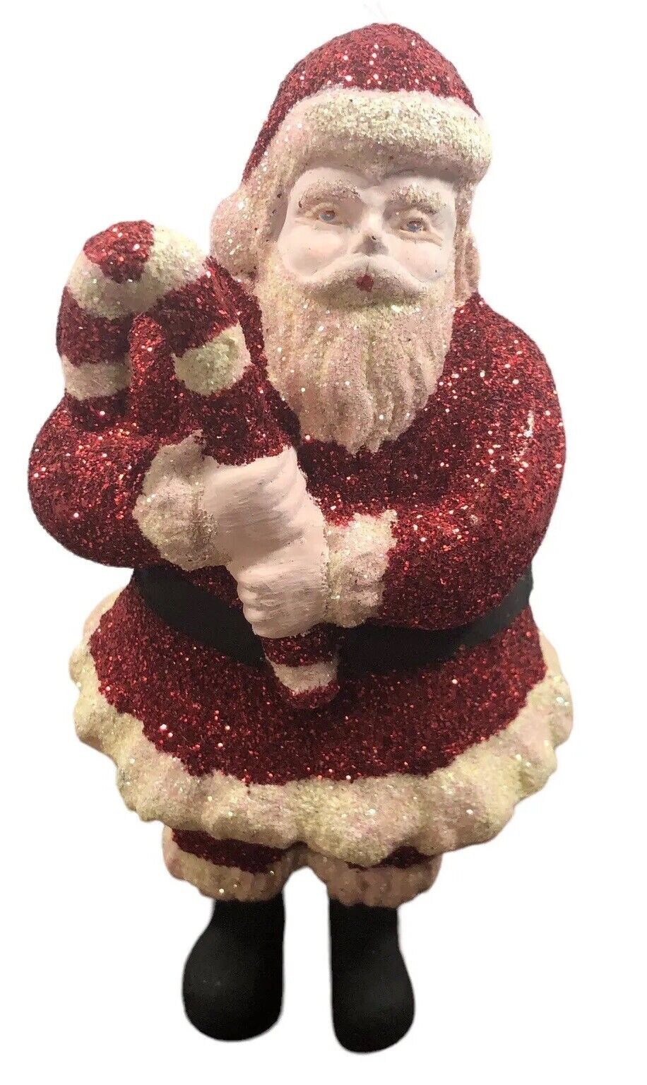 Vintage Style Christmas Paper Mache Santa Claus Covered In Glitter Large & Shiny