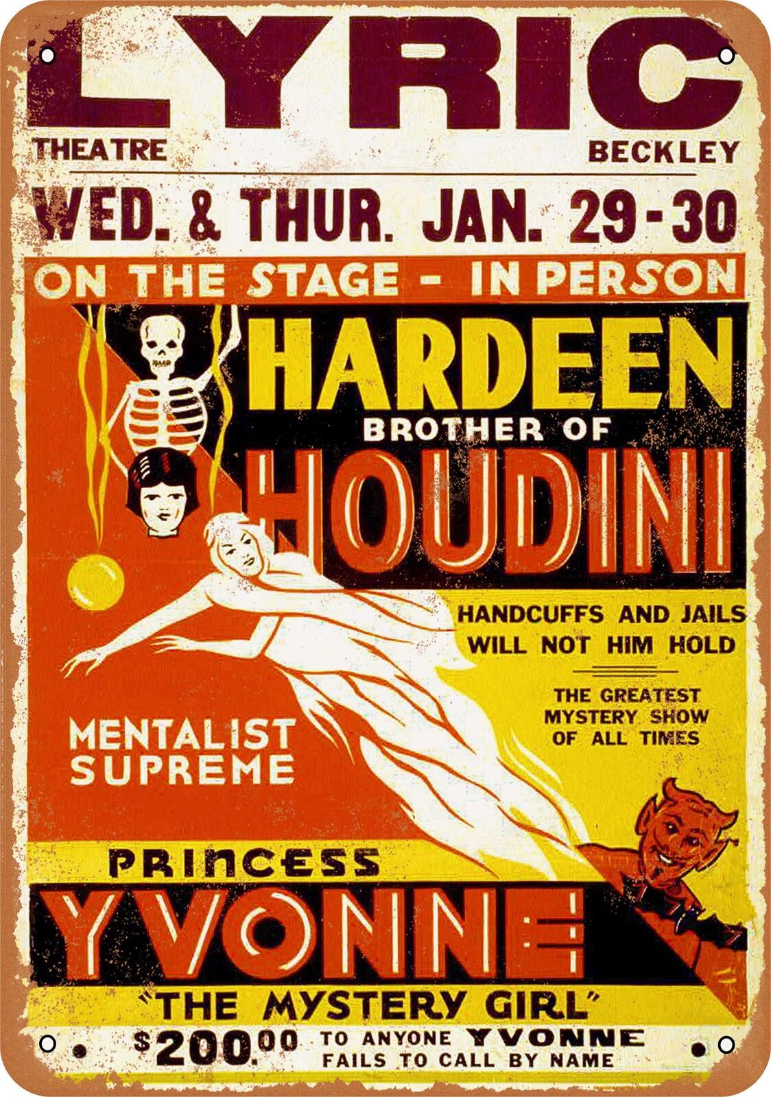 Metal Sign - Houdini\'s Brother - Vintage Look Reproduction 2