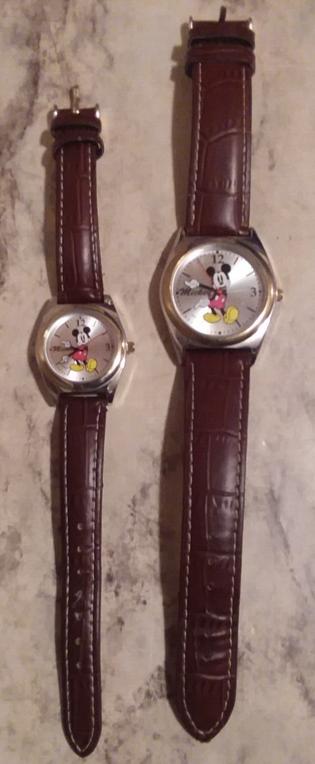 2 Walt DISNEY Accutime Mickey Mouse Watch HIS & HERS