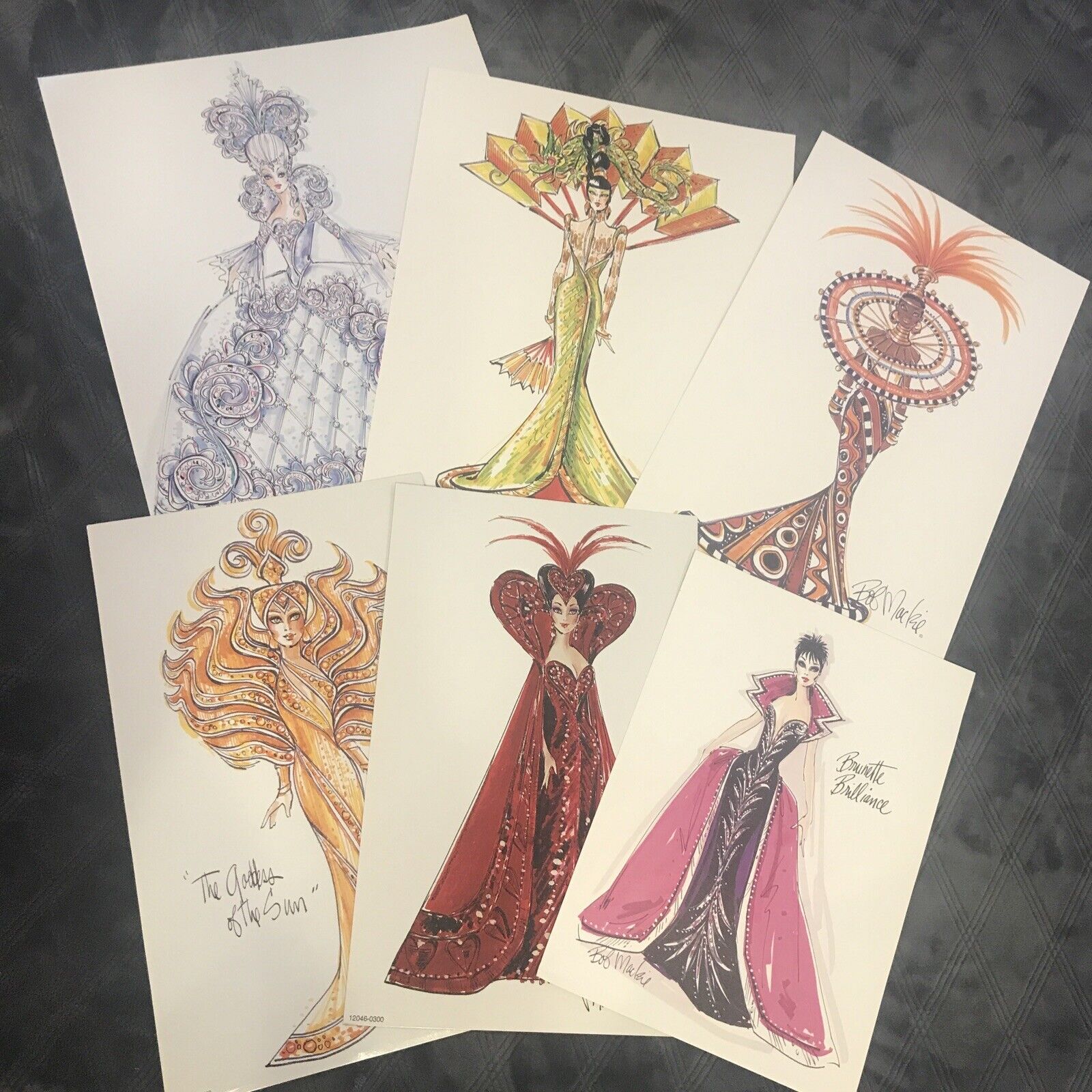 Bob Mackie-collectors Barbie Doll Prints/illustrations Only-Lot Of 6