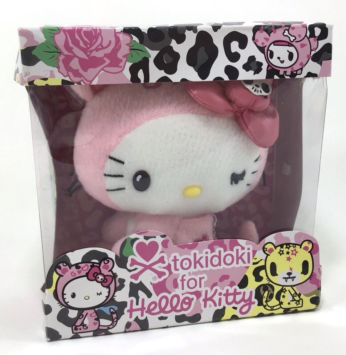 Sanrio Hello Kitty x Toki Doki Tokidoki 2009 Pink Leopard Spotted Plush in Box