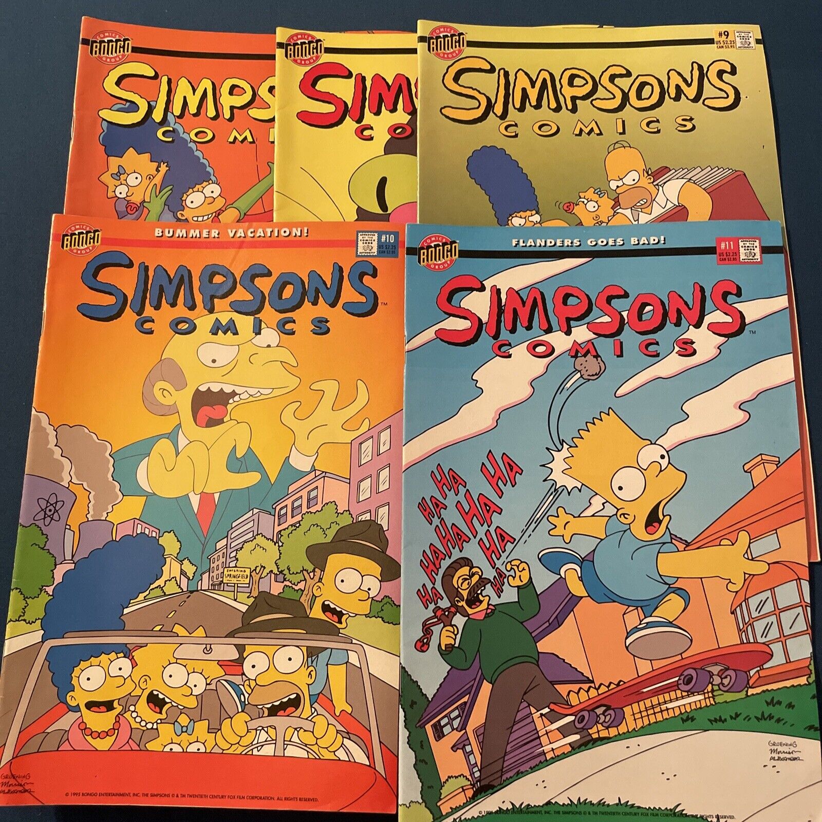 Lot Of 5 Simpson Comics Bongo 7 , 8 , 9 , 10 And 11