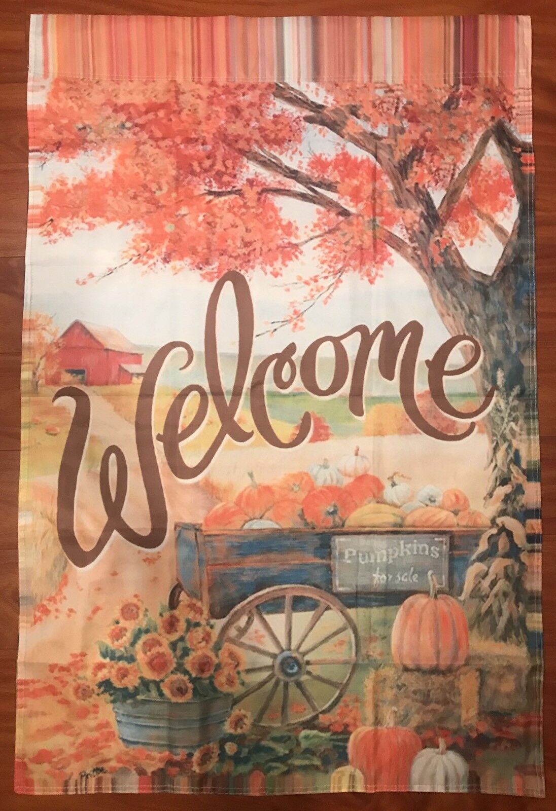 Welcome Fall Farm Country Wagon Pumpkin Autumn House Flag 28\