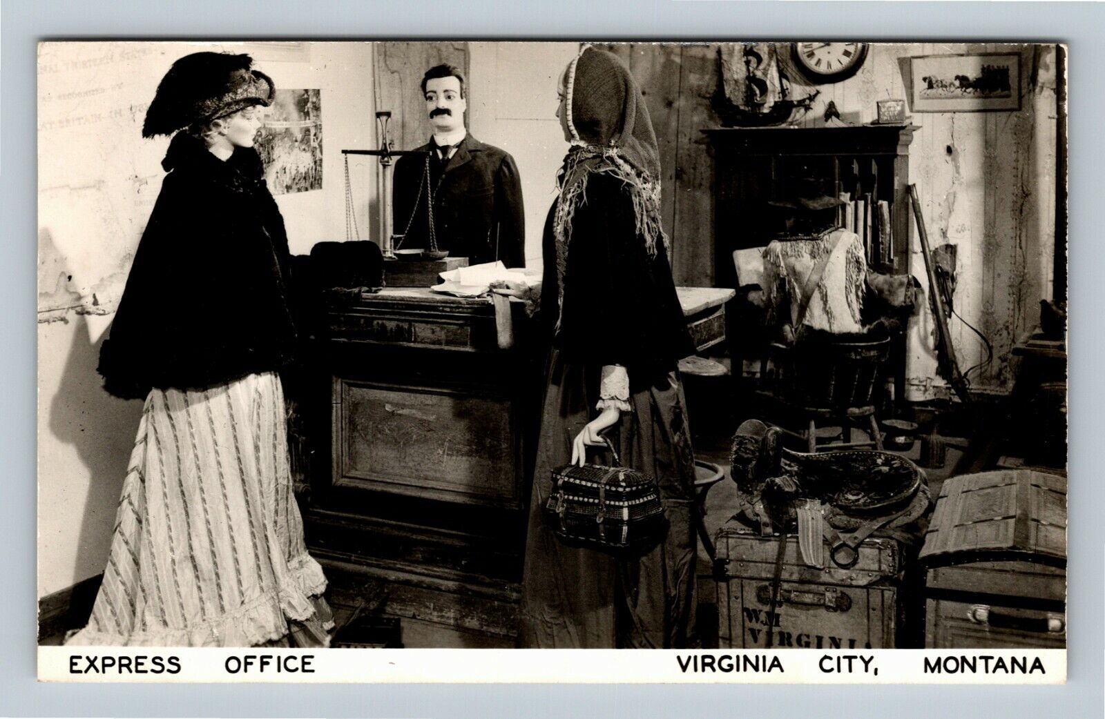 RPPC Virginia City MT, Express Office, Real Photo Montana Vintage Postcard