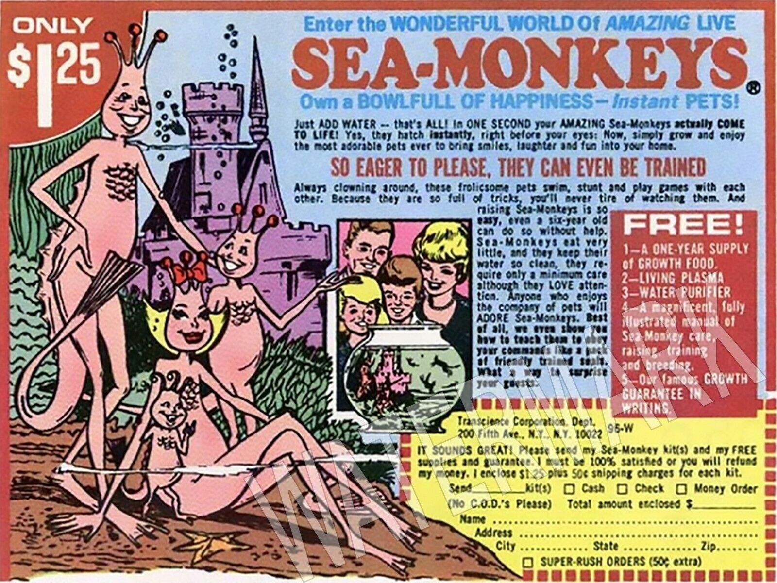 Sea monkeys Vintage High Quality Metal Magnet 3 x 4 inches 9433