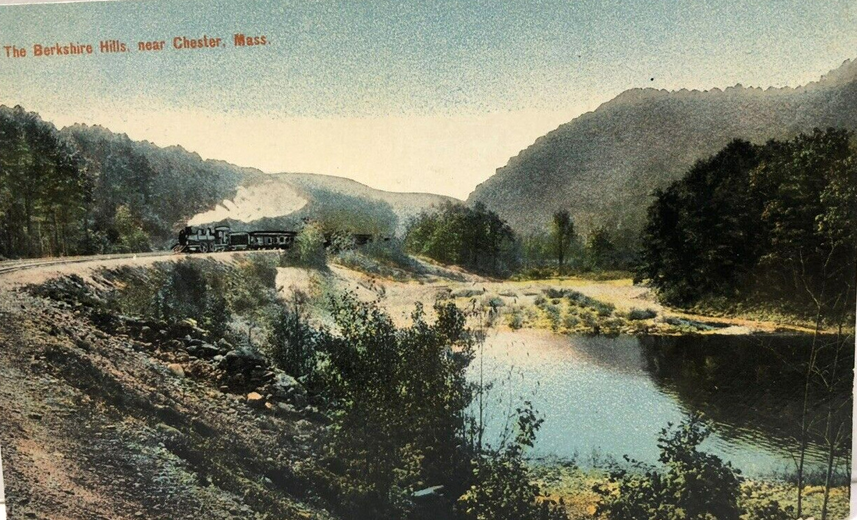 Train in Berkshire Hills, Chester Massachusetts - Vintage d/b Postcard -Railroad