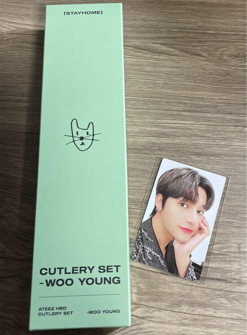 ATEEZ WOOYOUNG Happy Birthday BDAY MD pc photo card CUTLERY set B official