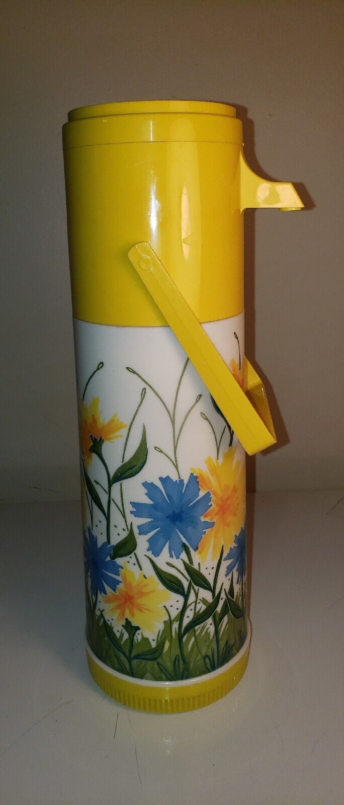 Vintage Alladin's Pump-A-Drink Thermos Flowers 1977 USA