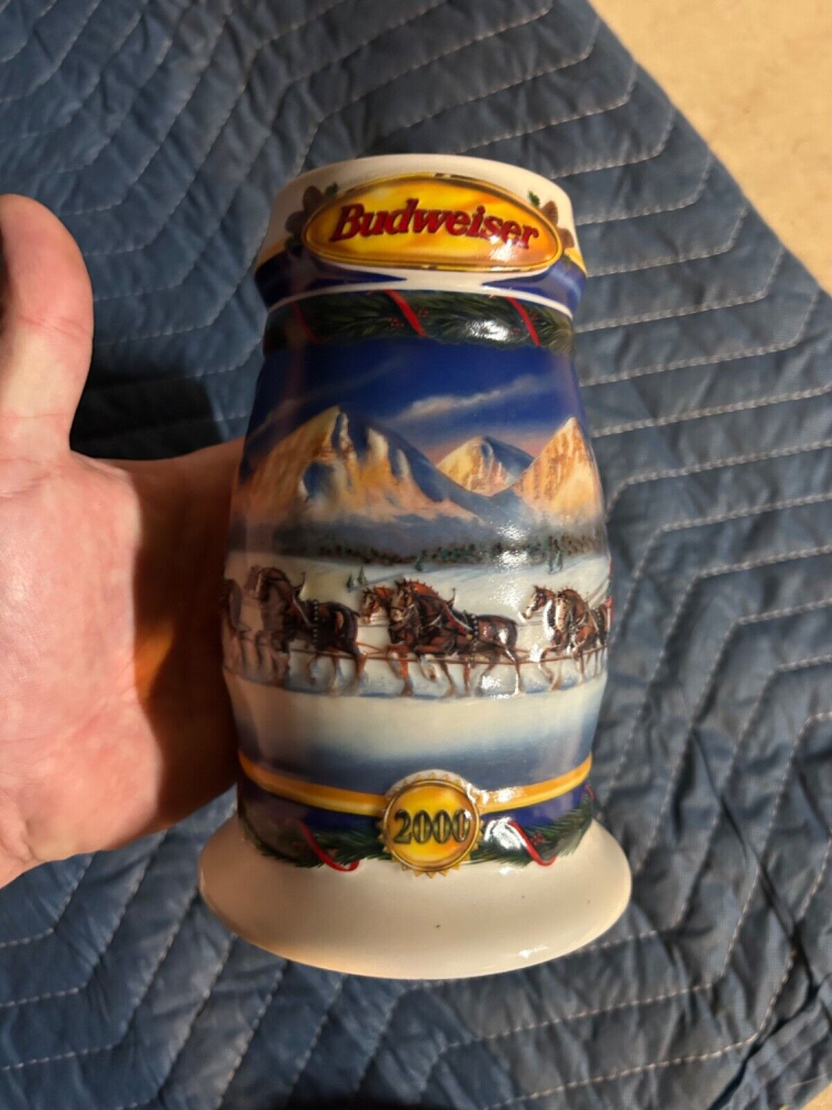 Budweiser 2000 Christmas mug/stein very collectible 