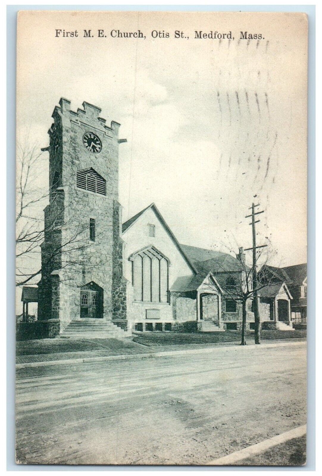 1909 First M.E. Church Chapel Otis St. Medford Massachusetts MA Vintage Postcard