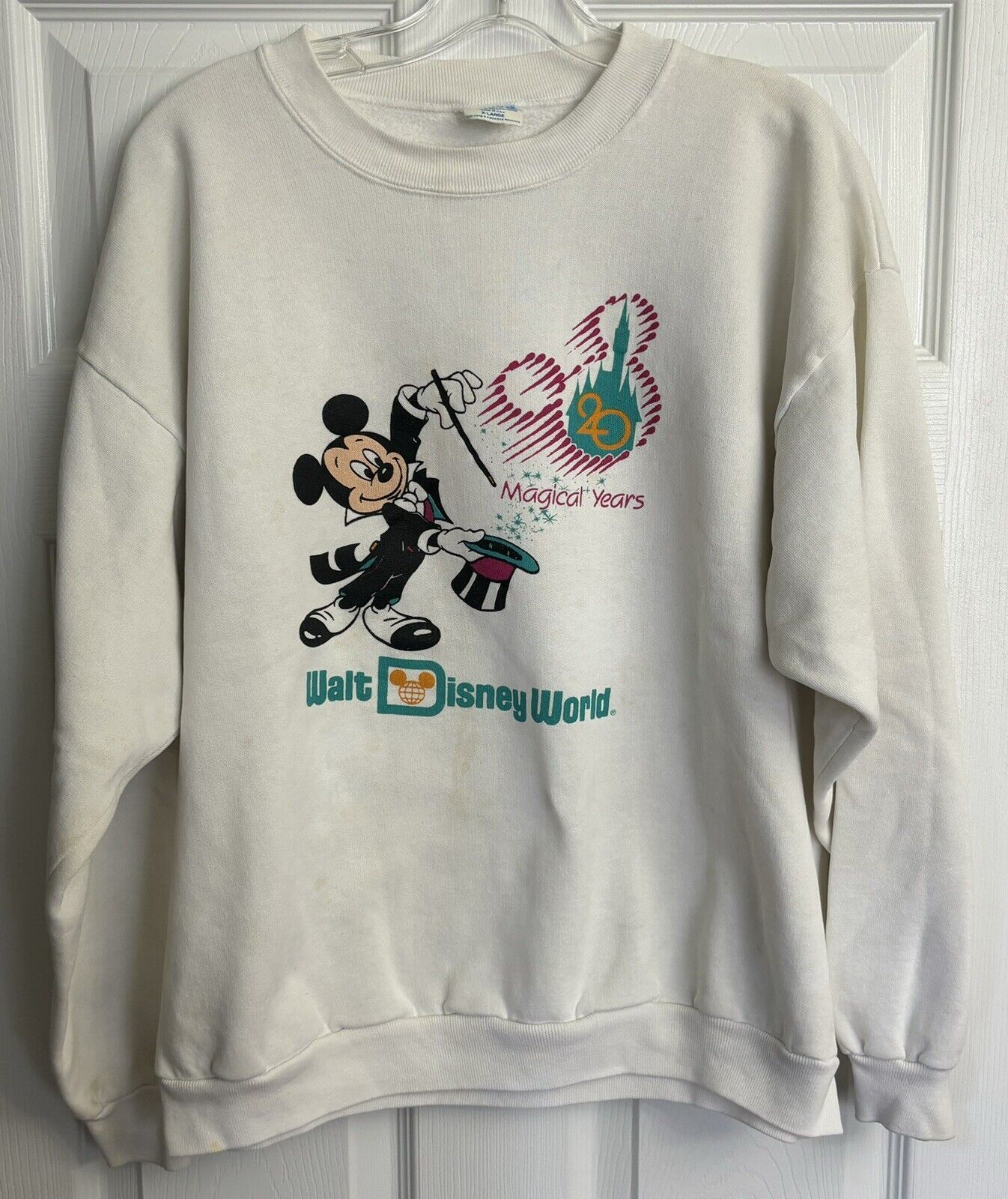 Vintage Walt Disney World 20 Magical Years Sweatshirt Size XL.*Stains* Needs OXI