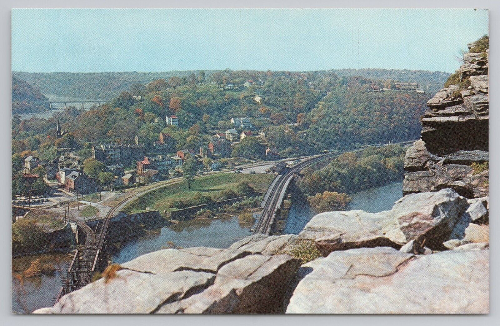View From Maryland Heights Of Harpers Ferry West Virginia 1960s Scenic Postcard
