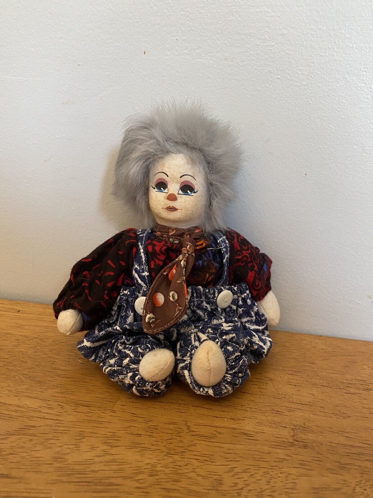 Vintage Q-Tee Clown Sand Doll 8 inch. 1987 Collectible Doll Rare Old Unique