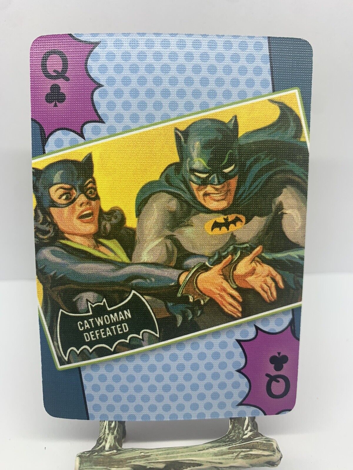Vintage Batman DC Comics Poker Card - Queen Clubs Cat Woman Defeated
