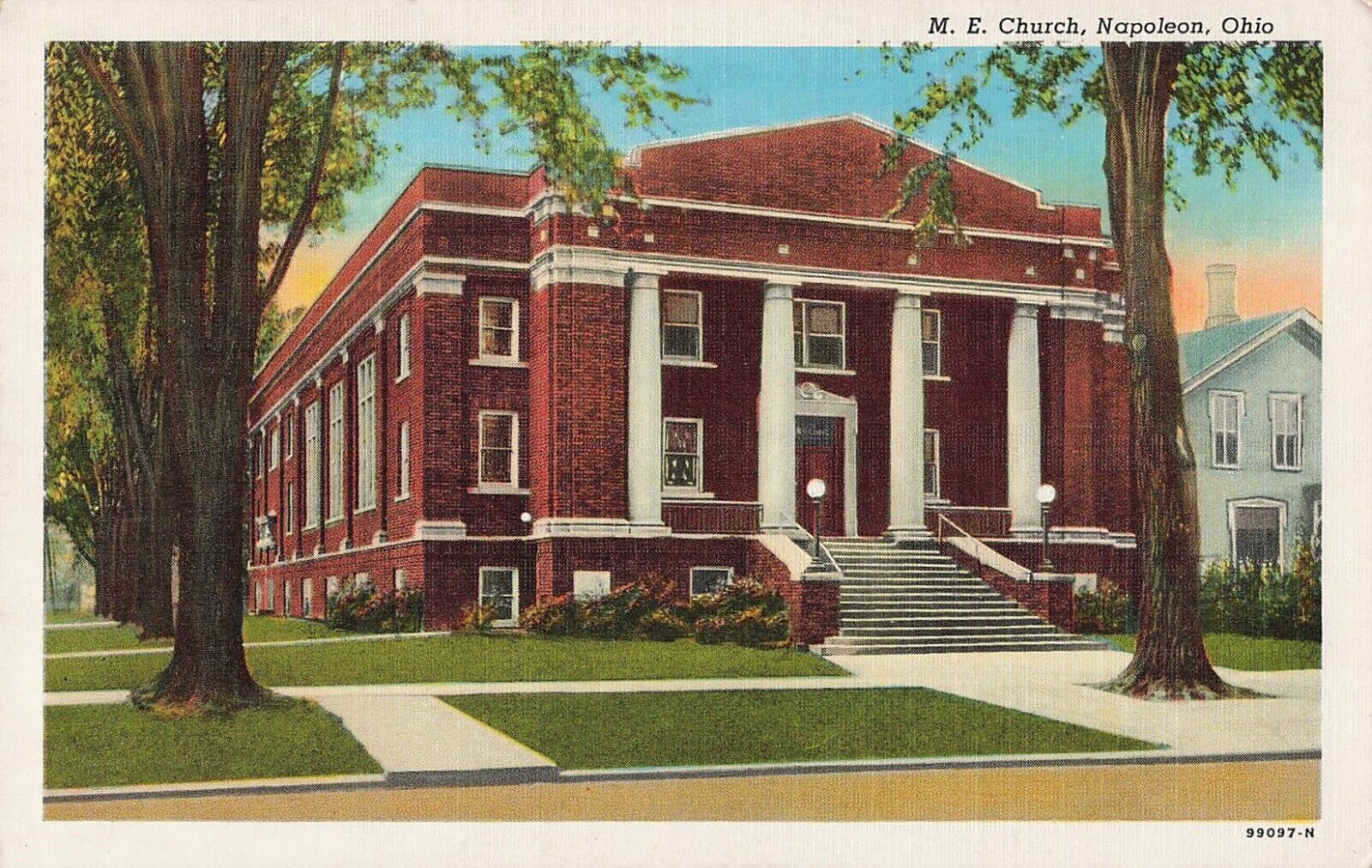 Napoleon, Ohio Postcard M.E. Church c 1924        OH1