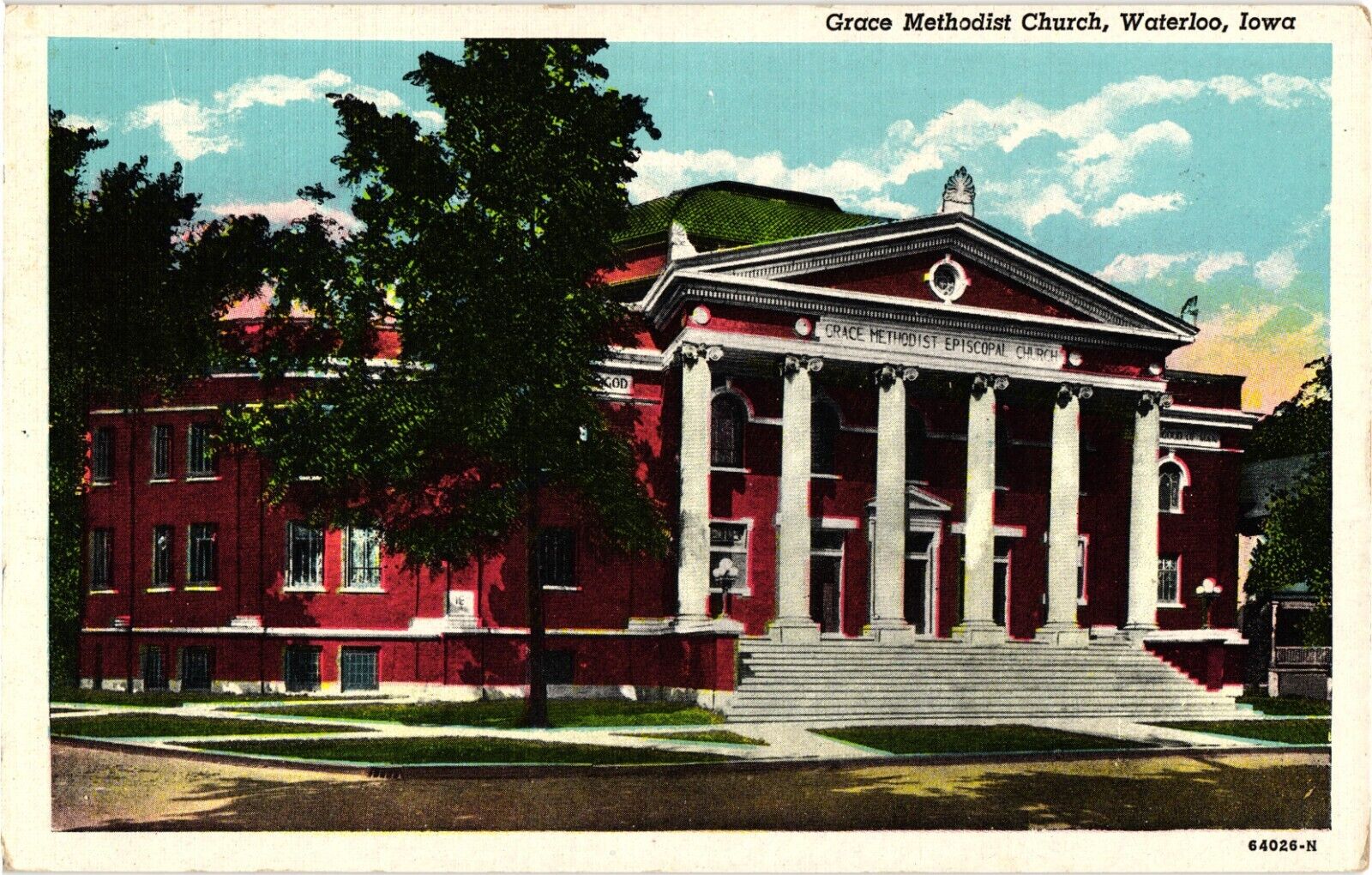 Grace Methodist Church Waterloo Iowa Linen Postcard c1930s