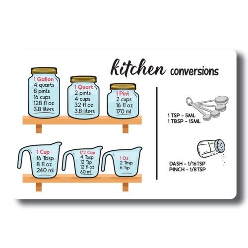 Magnet Me Up Kitchen Conversion Chart, 4x6 Magnet Decal, Cute Baking Gift and Me