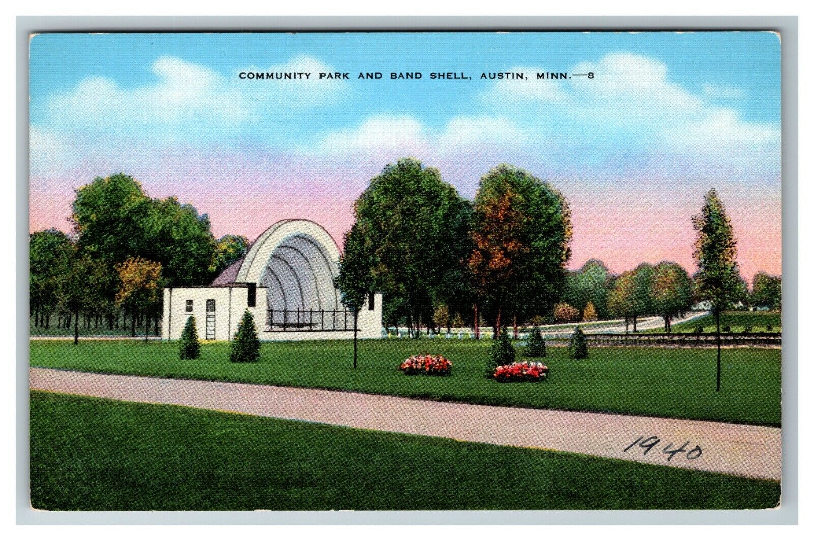 Community Park and Band Shell, Austin MN c1950 Vintage Postcard