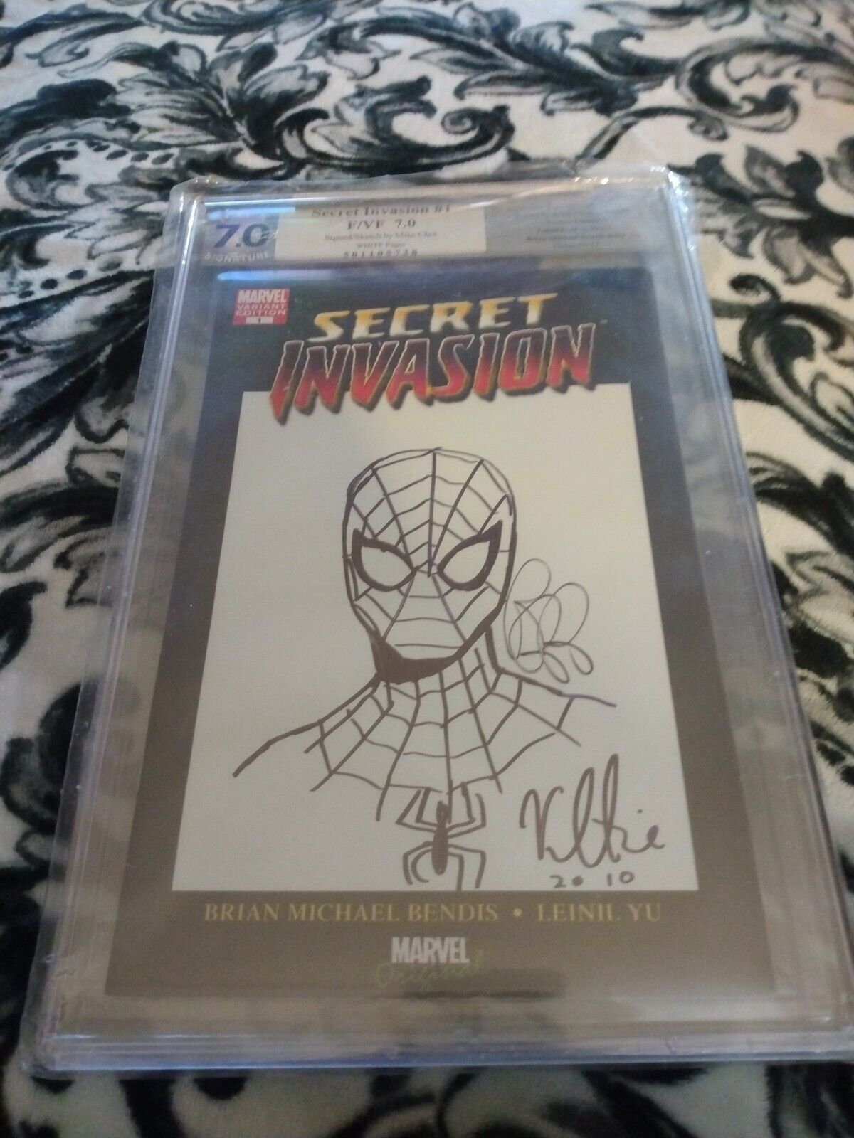 Secret Invasion#1P.G.X70 Spider Man Sketch Signed by Brian Michael Bendis