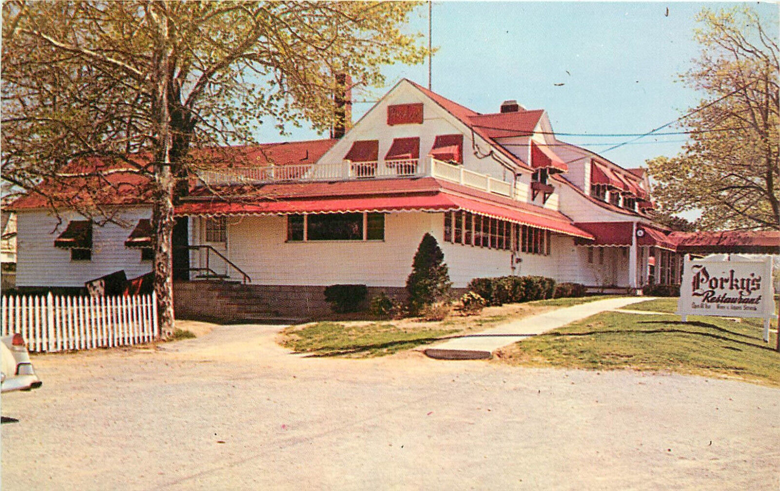 Postcard Porky's North Road Restaurant Greenport Long island NY 