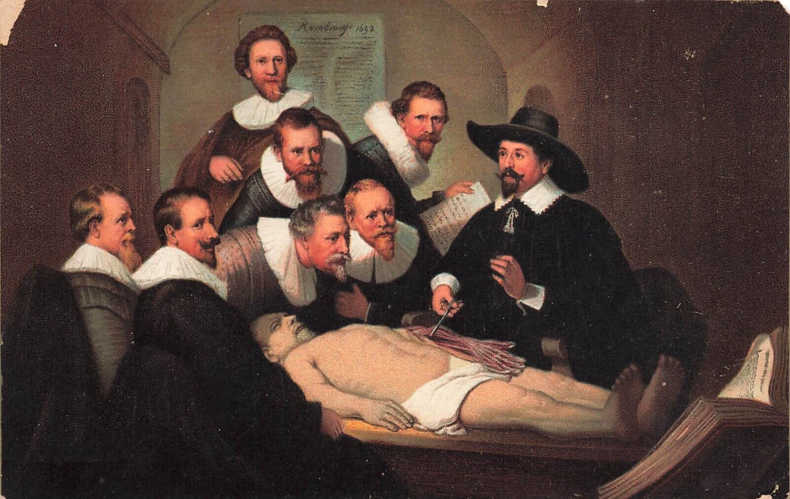 RPPC ~ Instructing Anatomy on Cadaver, Copy of Rembrandt Painting, by Stengel