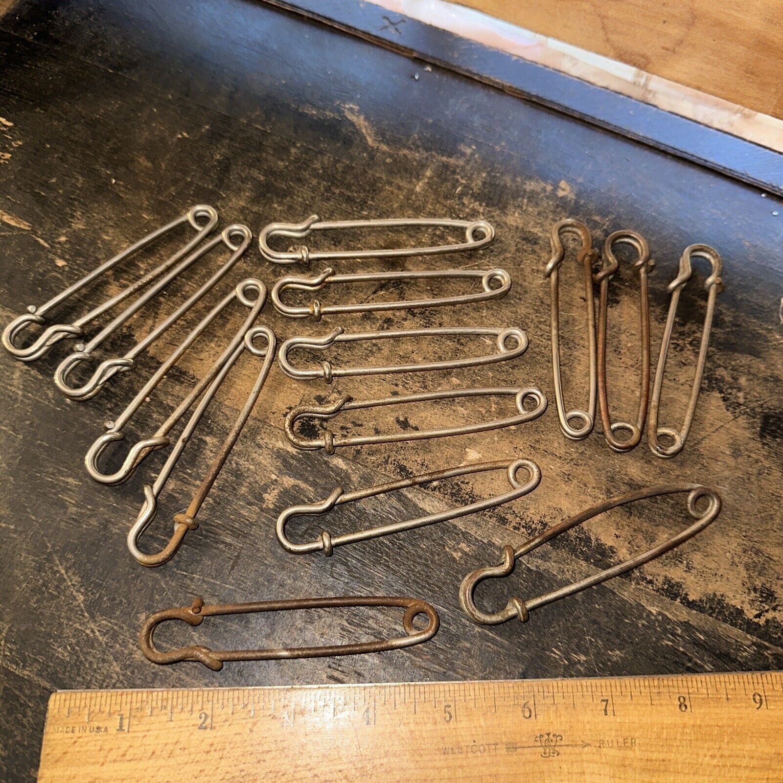 14 Vintage Large Laundry (Safety Pins) For Horse Blankets Etc Old