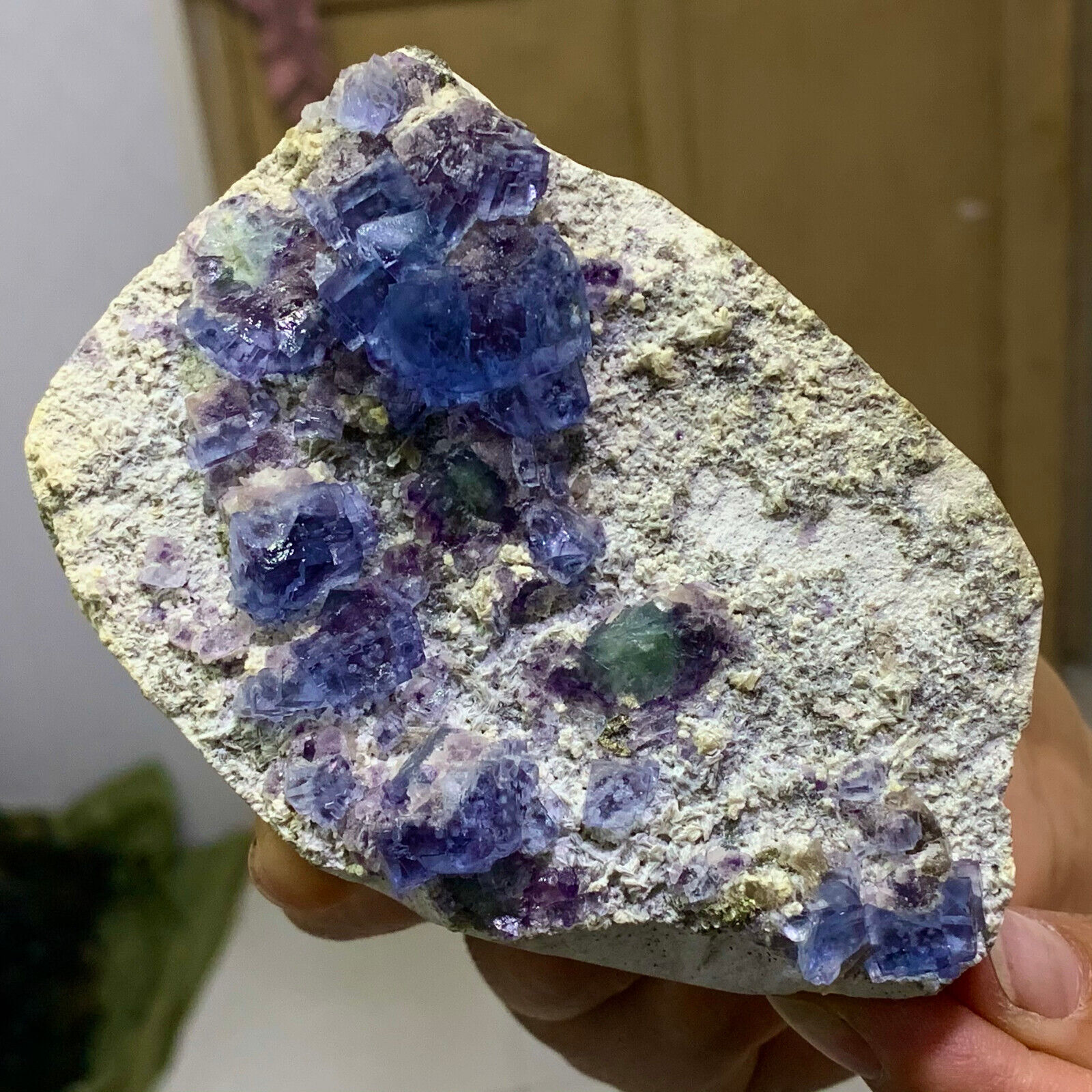 400G Rare blue purple cubic fluorite mineral crystal samples/China