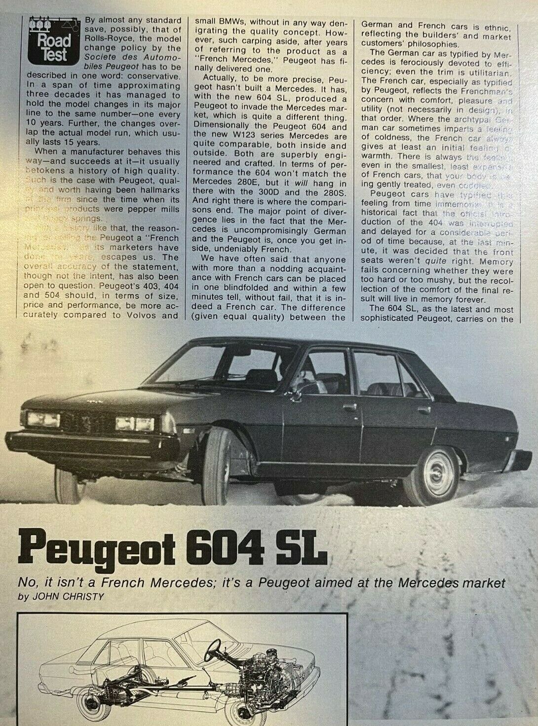  Road Test 1977 Peugeot 604 SL illustrated