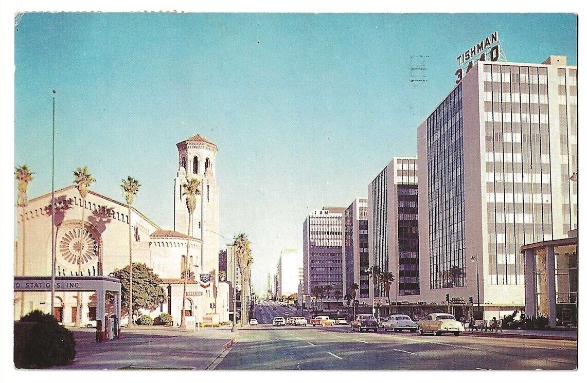 Los Angeles California c1950\'s Wilshire Boulevard, Tishman Office Building, car