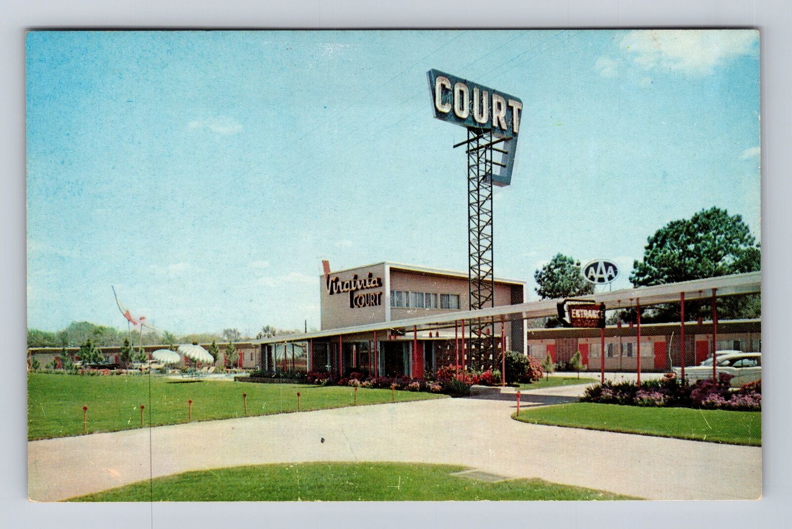 Meridian MS-Mississippi, Virginia Court, Advertisement, Vintage Postcard