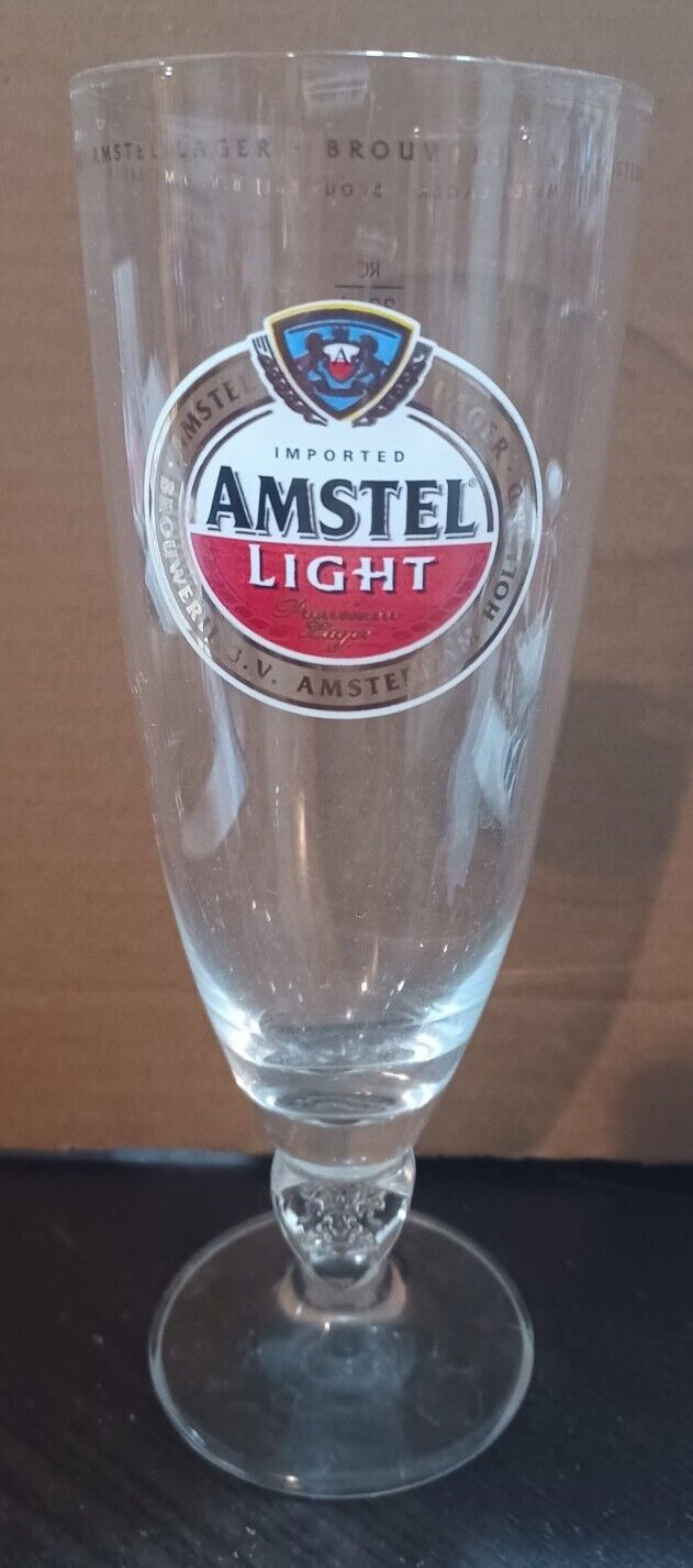 Amstel Light Gold Text Pilsner Tulip Beer Glass 12 oz