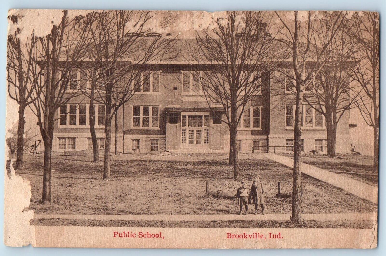 Brookville Indiana IN Postcard Public School Building Exterior c1910s Antique