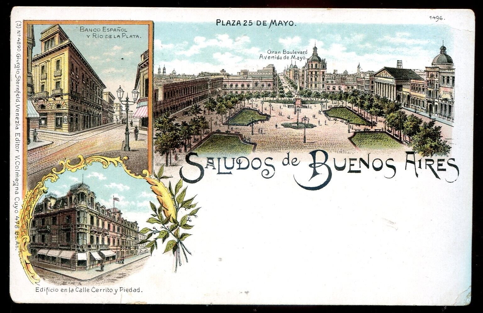 ARGENTINA Buenos Aires Postcard 1900s Litho Multiview