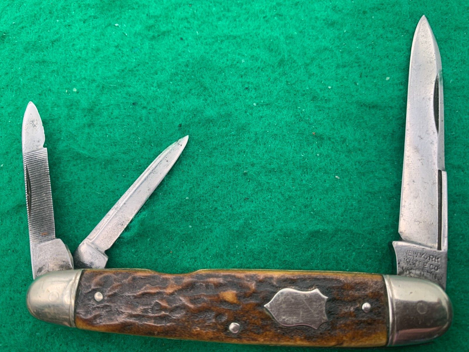 💯1878-1932 NEW YORK KNIFE CO. WALDEN  3 Bld WHITTLER BEAUTIFUL BONE NONE BETTER