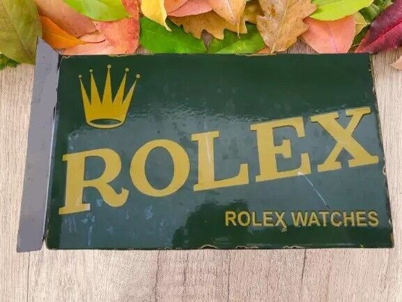 Rolex Watches  Porcelain Enamel Heavy Metal Sign 18 x 12 Inches  with Flange Dsp