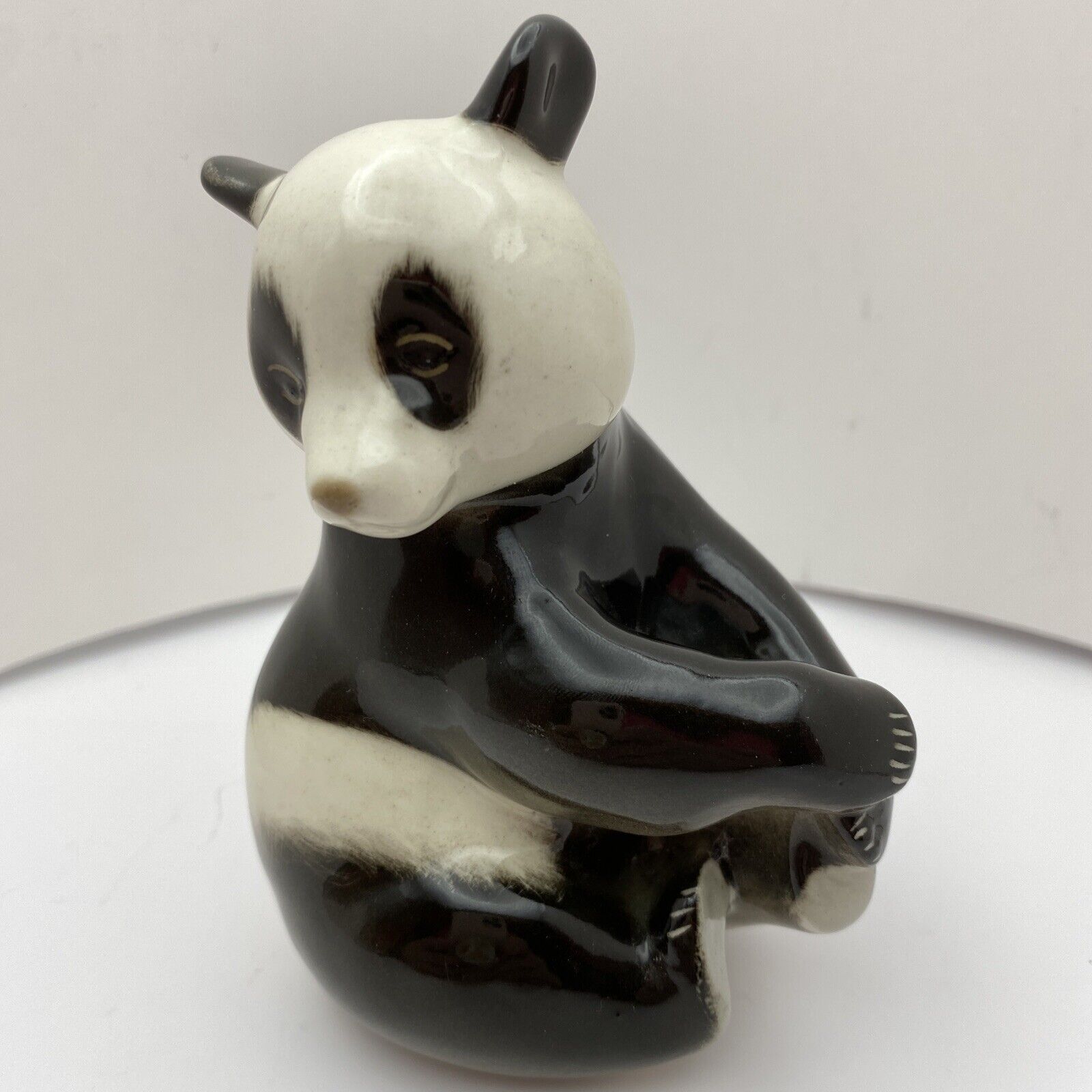 Vtg Lomonosov Russian Imperial Porcelain Seated Panda Figurine USSR 5.25\