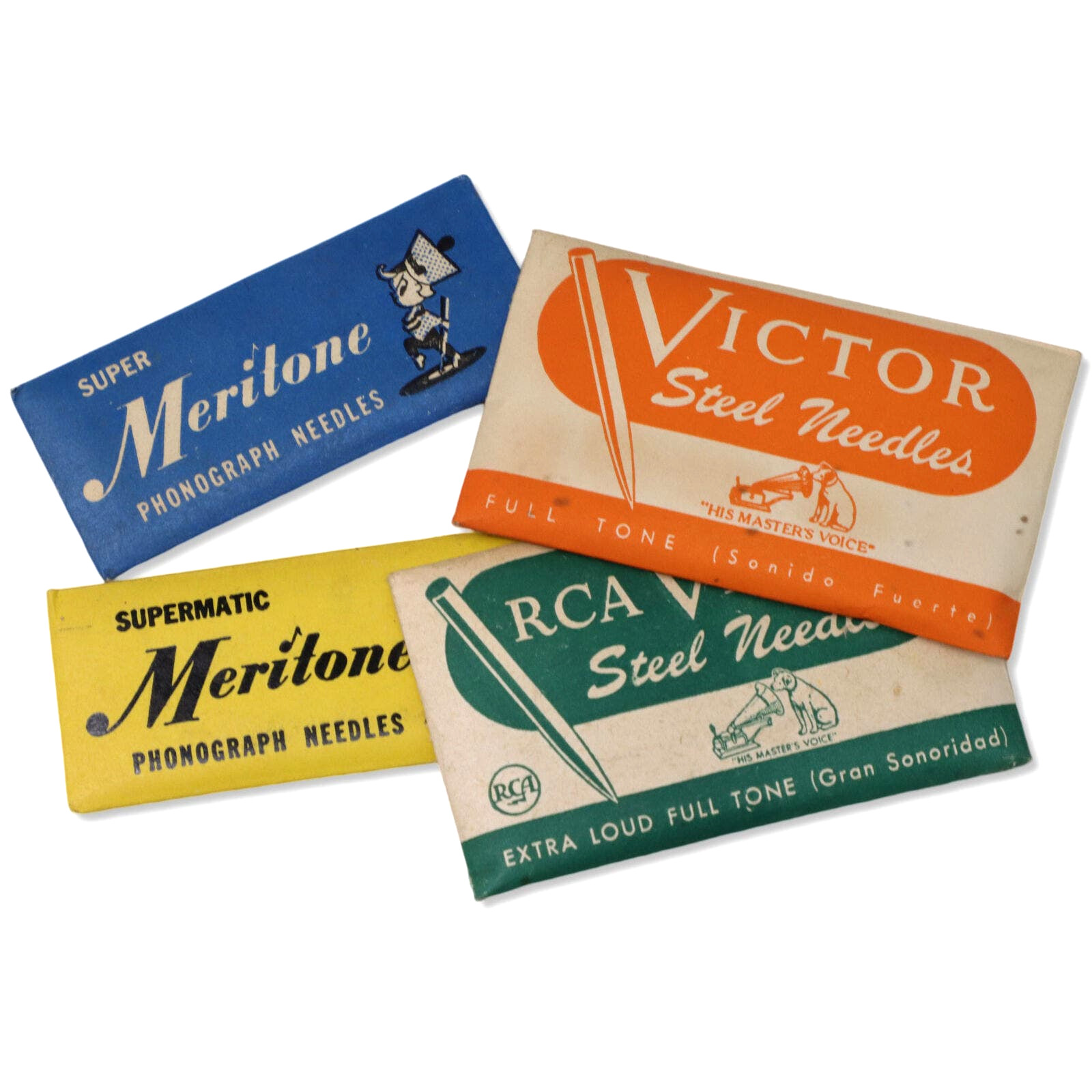 RCA Victor and Meritone Antique Phonograph Needles - 4 Packs  - 250 Needles