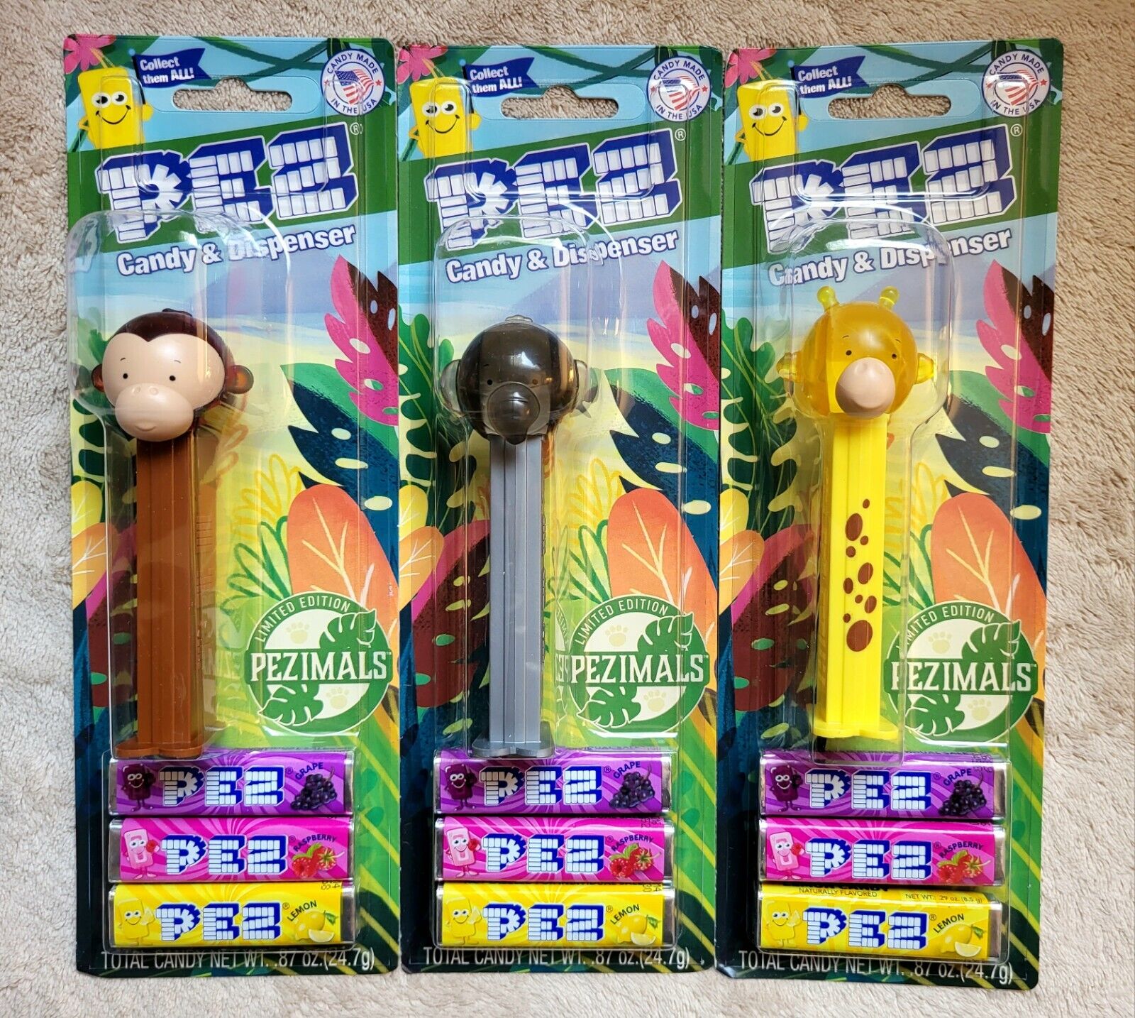 New Crystal Pezimals PEZ Dispensers Set of 3 Website Exclusive Sold Out Retired