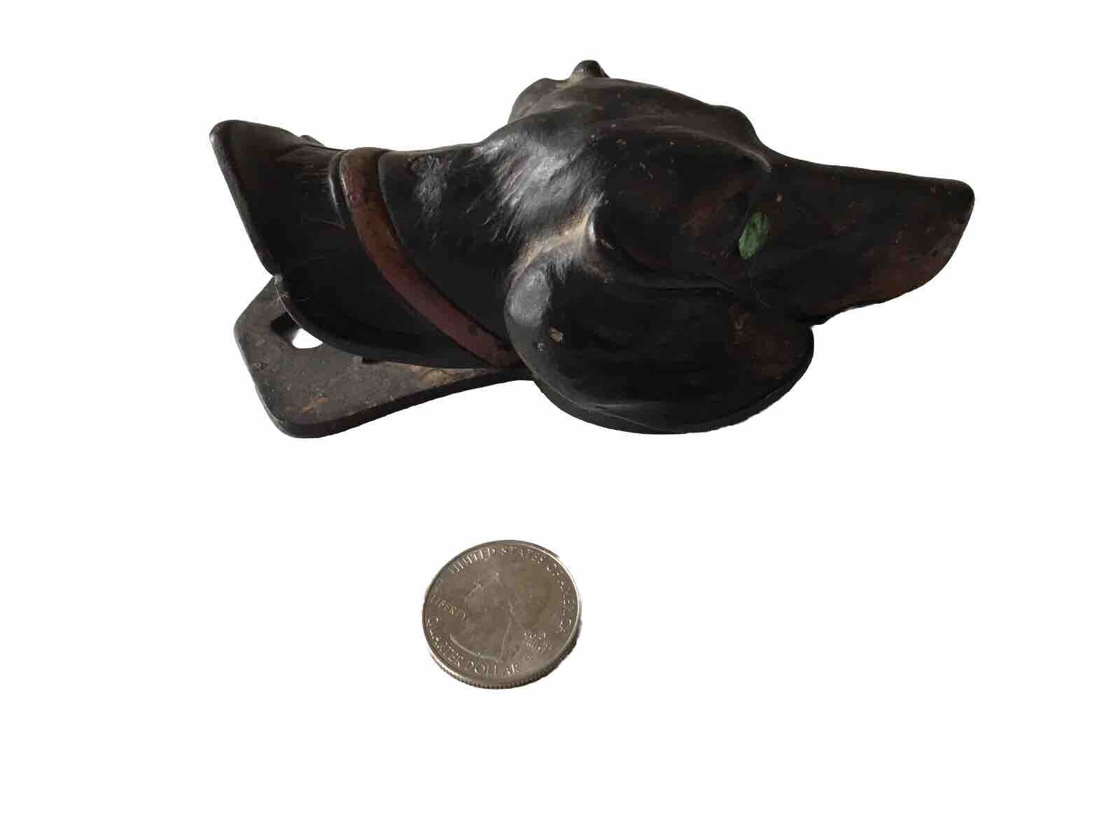 ANTIQUE COLD PAINTED CAST IRON DOG HEAD NOTE HOLDER PAPER CLIP