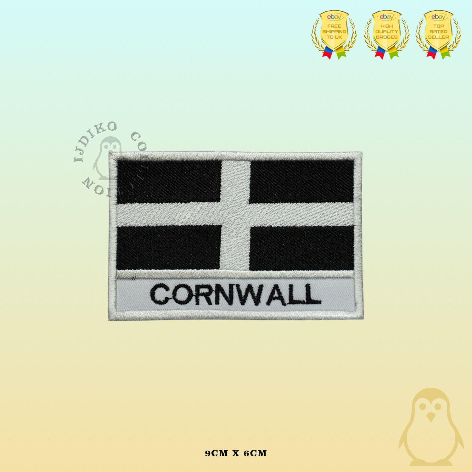 CORNWALL County Flag With Name Embroidered Iron On Sew On Patch Badge