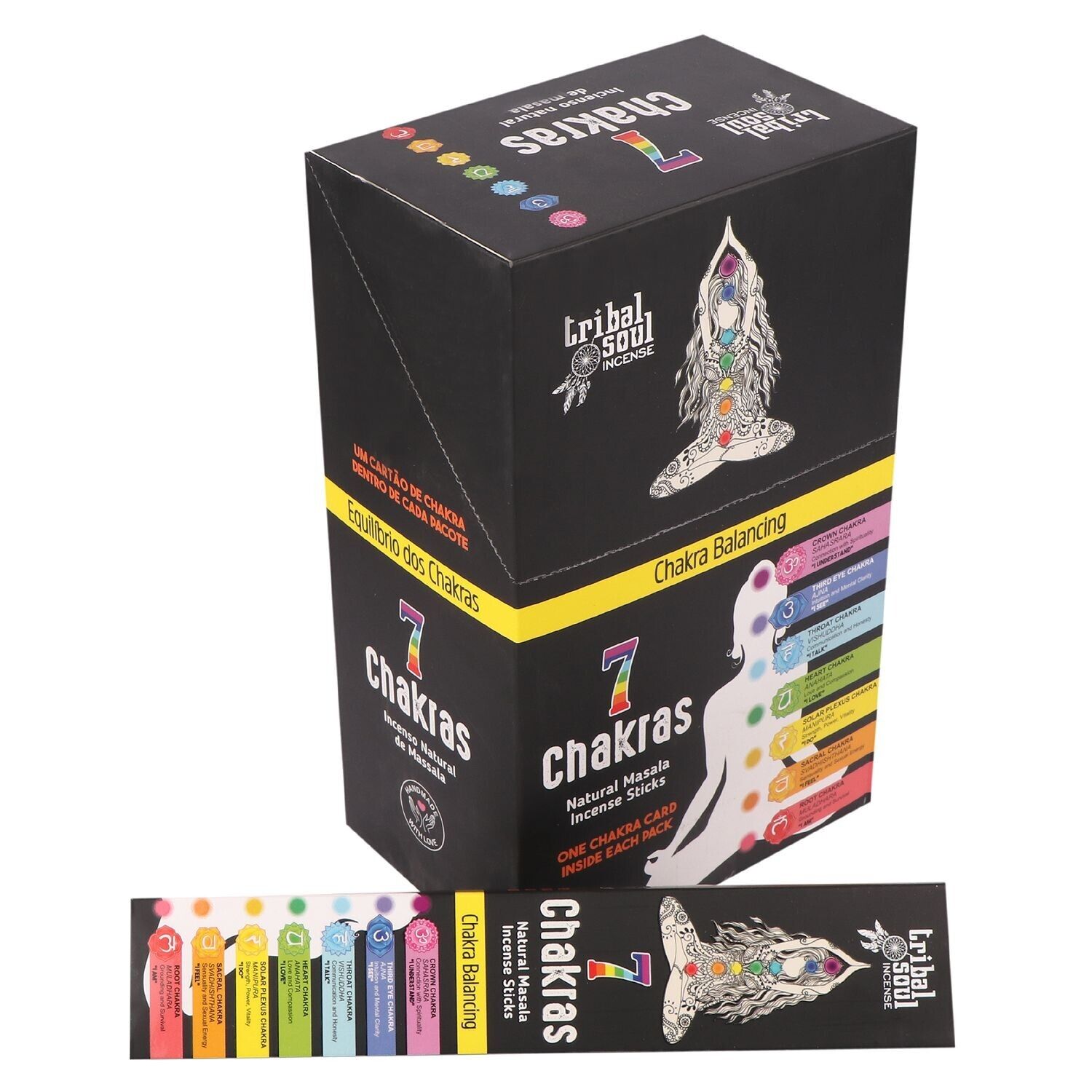 Tribal Soul Smudge Incense Sticks 7 Chakras Gift Box with Chakra Card 12 packs